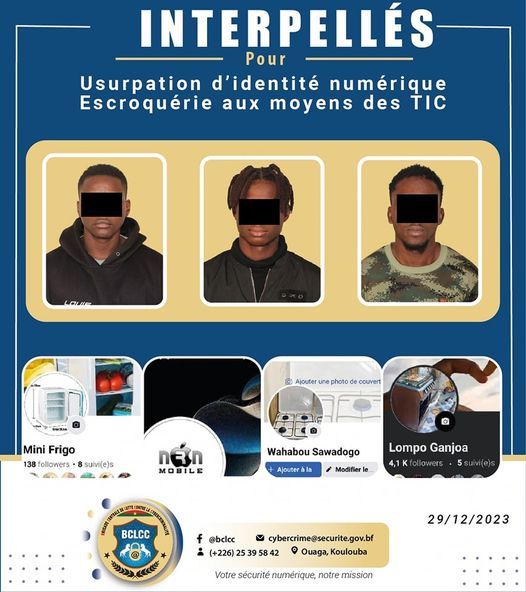 Burkina Faso - La BCLCC met fin au parcours de trois cyber escrocs spécialisés dans l'usurpation d'identité
