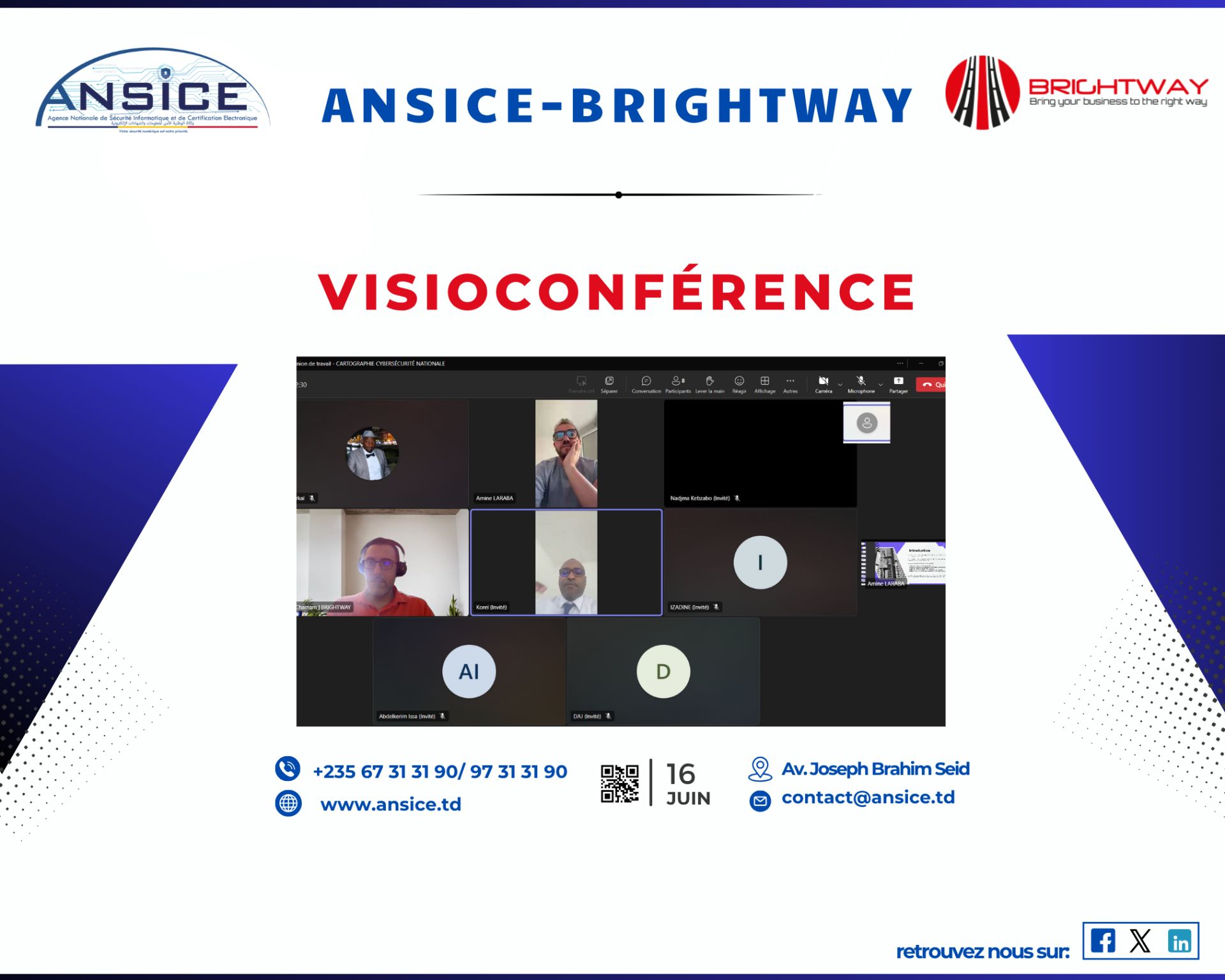 ANSICE-Tchad et BRIGHTWAY s’engagent pour mettre en place une cartographie nationale de la cybersécurité